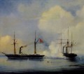 Action entre le sapin russe Vladimir et le turc Pervaz dans les navires de guerre de Bahri